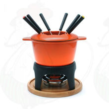 Wholesale Orange Cast Iron Cheese Fondue Pot with Fork